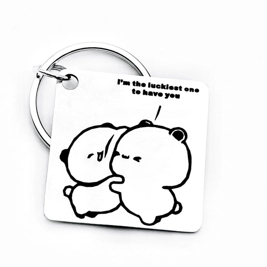 "I’M the Luckiest One to Have You" Stainless Steel Keychain – Romantic Gift for Valentine’s Day